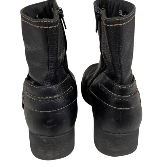 Clarks Women's Black Leather Western Festival Ankle Boots Size 8 Side Zipper - Picture 7 of 9